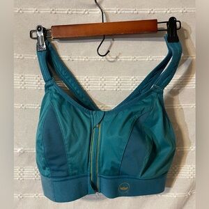 Shefit Flex Teal Wicking Med Impact Zip Front Sports Bra